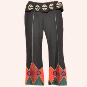 Чёрные брюки клеш с радужным поясом Чёрные брюки клеш с радужным поясом