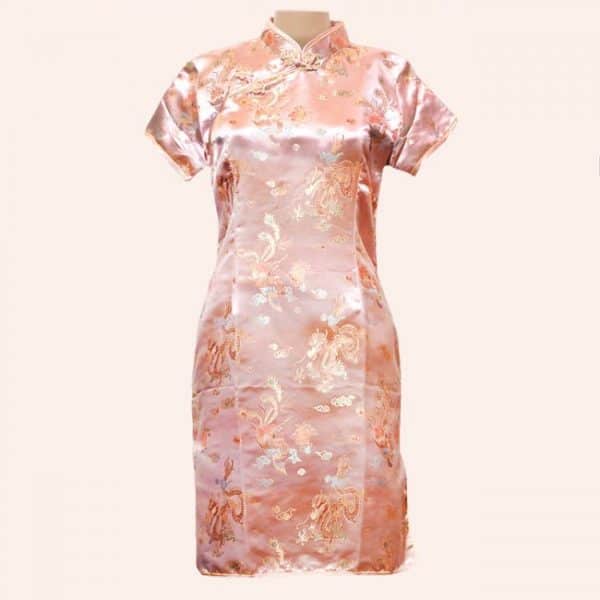Платье в китайском стиле розовое