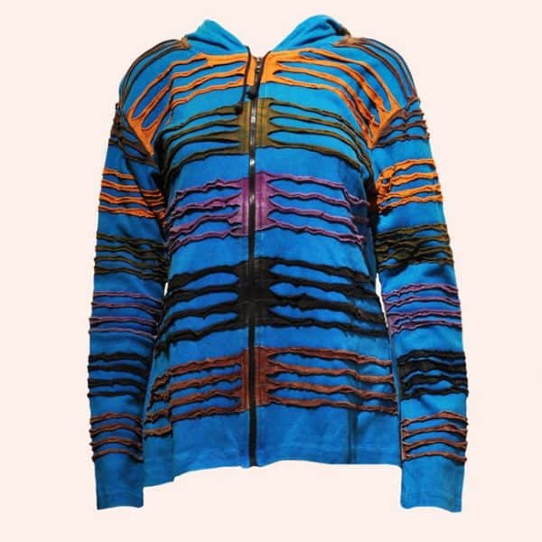 Голубая дизайнерская кофта с капюшоном