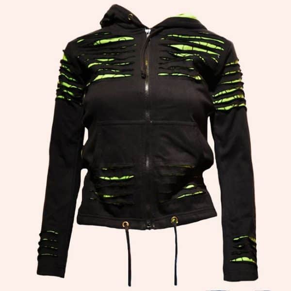 Чёрно-салатовая непальская кофта