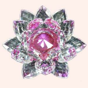 Хрустальный лотос 12 см с сиреневой сердцевиной