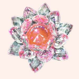 Хрустальный лотос 12 см с розовой сердцевиной