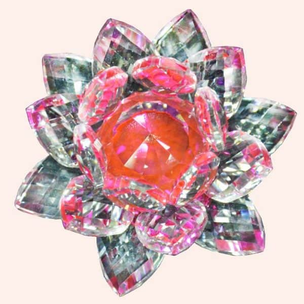 Хрустальный лотос 8.5 см с розовой сердцевиной