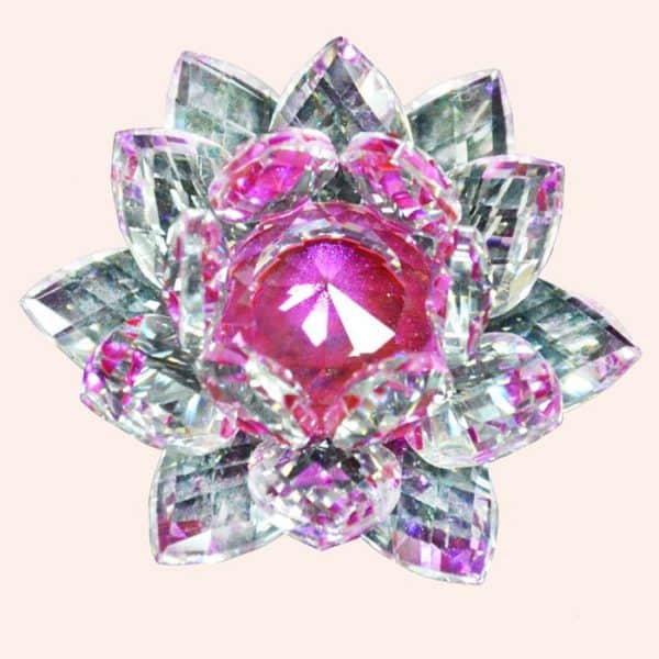 Хрустальный лотос 8.5 см с сиреневой сердцевиной