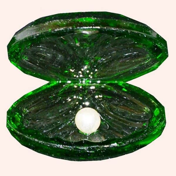 Ракушка с жемчужиной 6 см зеленая