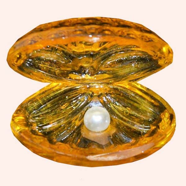 Ракушка с жемчужиной 6 см оранжевая