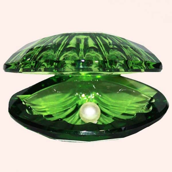 Ракушка с жемчужиной 8 см зеленая