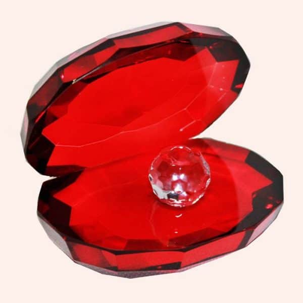 Ракушка с жемчужиной 8.3 см красная