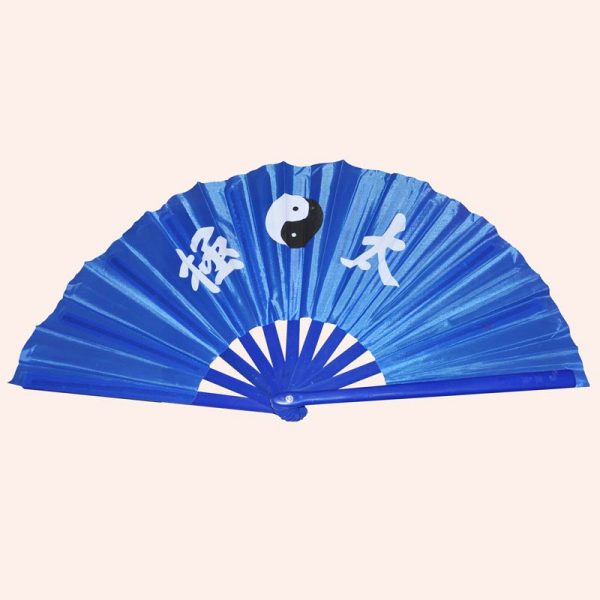 Китайский веер для танца Инь Янь синий