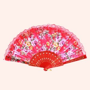 Веер с цветами красный Веер с цветами красный