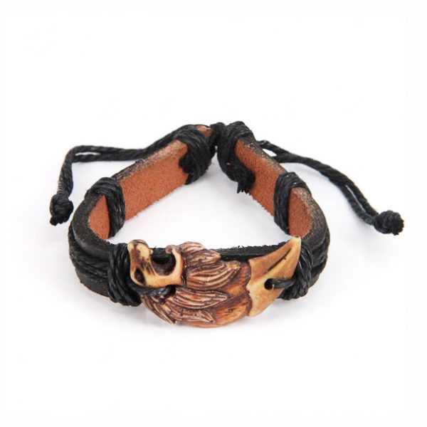 Кожаный браслет Лев