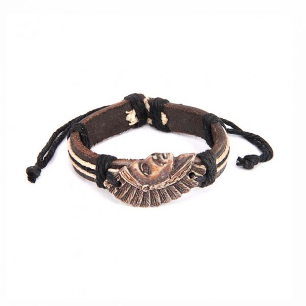 Браслет из кожи с индейцем
