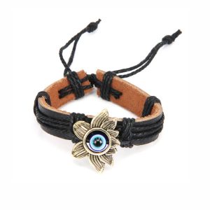 Кожаный браслет от сглаза с лотосом Кожаный браслет от сглаза с лотосом