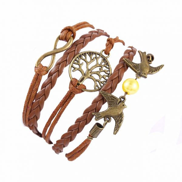Кожаный браслет Птицы