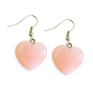 Серьги сердце из розового кварца