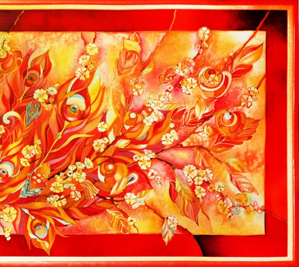 Батик панно Райские птицы - подробно правая сторона