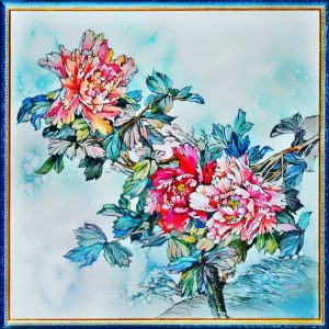Картина Пионы акварель