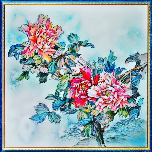 Картина Пионы акварель