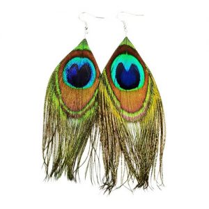 Серьги из пера павлина