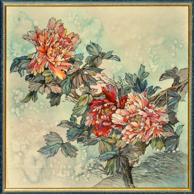 Картина Пионы акварель