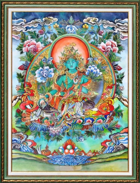 Батик — Зеленая Тара - фрагменты