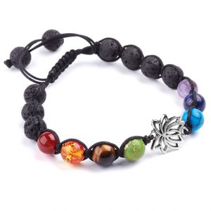Браслет чакры из натурального камня Лава