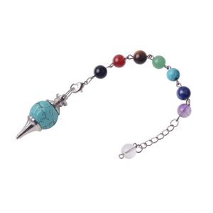 Большой маятник для биолокации Семь Чакр Бирюза Большой маятник для биолокации Семь Чакр Бирюза