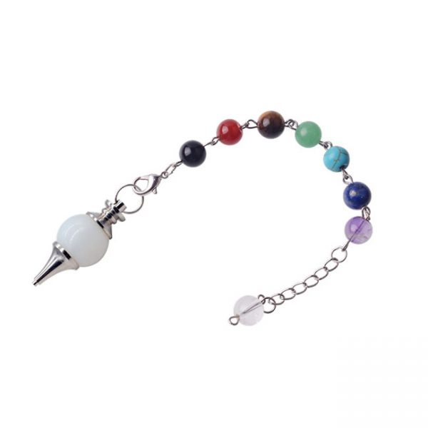 Большой маятник для биолокации Семь Чакр с Лунным камнем