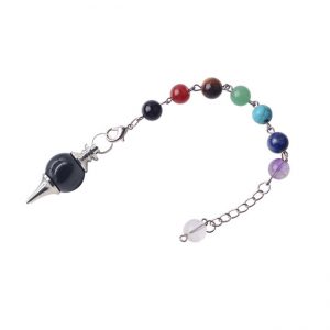 Большой маятник для биолокации Семь Чакр Черный агат Большой маятник для биолокации Семь Чакр Черный агат