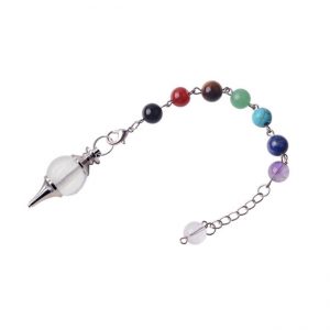 Большой маятник для биолокации Семь Чакр Горный хрусталь Большой маятник для биолокации Семь Чакр Горный хрусталь