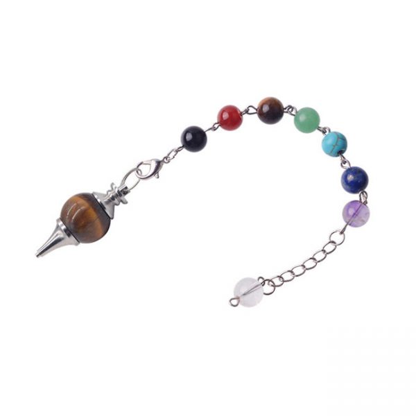 Большой маятник для биолокации Семь Чакр Тигровый глаз