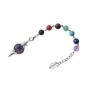 Большой маятник для биолокации Семь Чакр Аметист Большой маятник для биолокации Семь Чакр Аметист