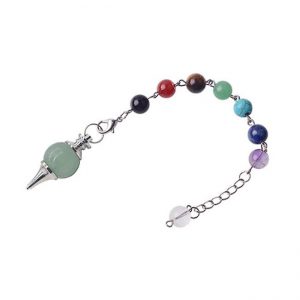 Большой маятник для биолокации Семь Чакр Жадеит Большой маятник для биолокации Семь Чакр Жадеит