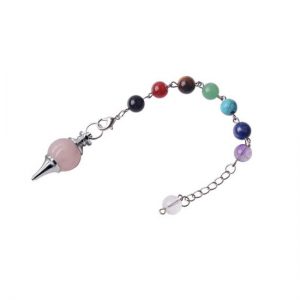 Большой маятник для биолокации Семь Чакр Розовый кварц Большой маятник для биолокации Семь Чакр Розовый кварц