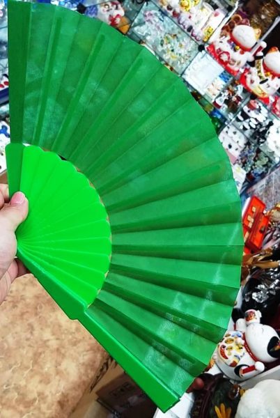 Китайский веер для танца зеленый 1