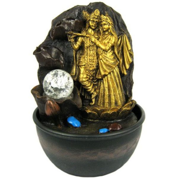 Мини фонтан со скульптурой Кришны и Радхи