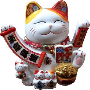 Кот манеки неко фарфоровый 25 см