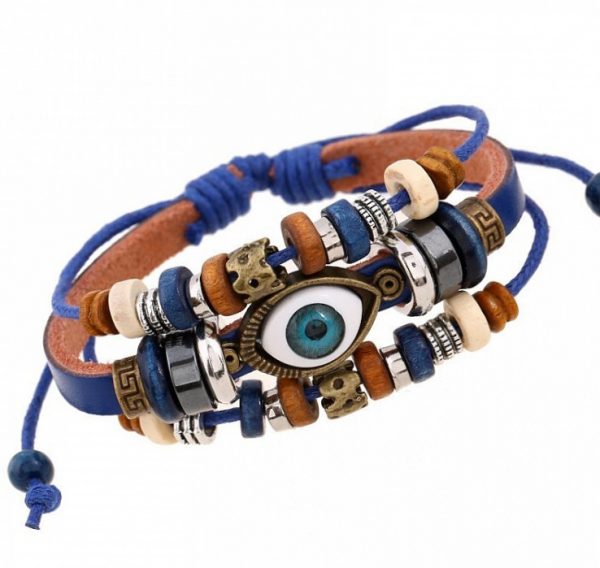 Кожаный браслет Турецкий Глаз